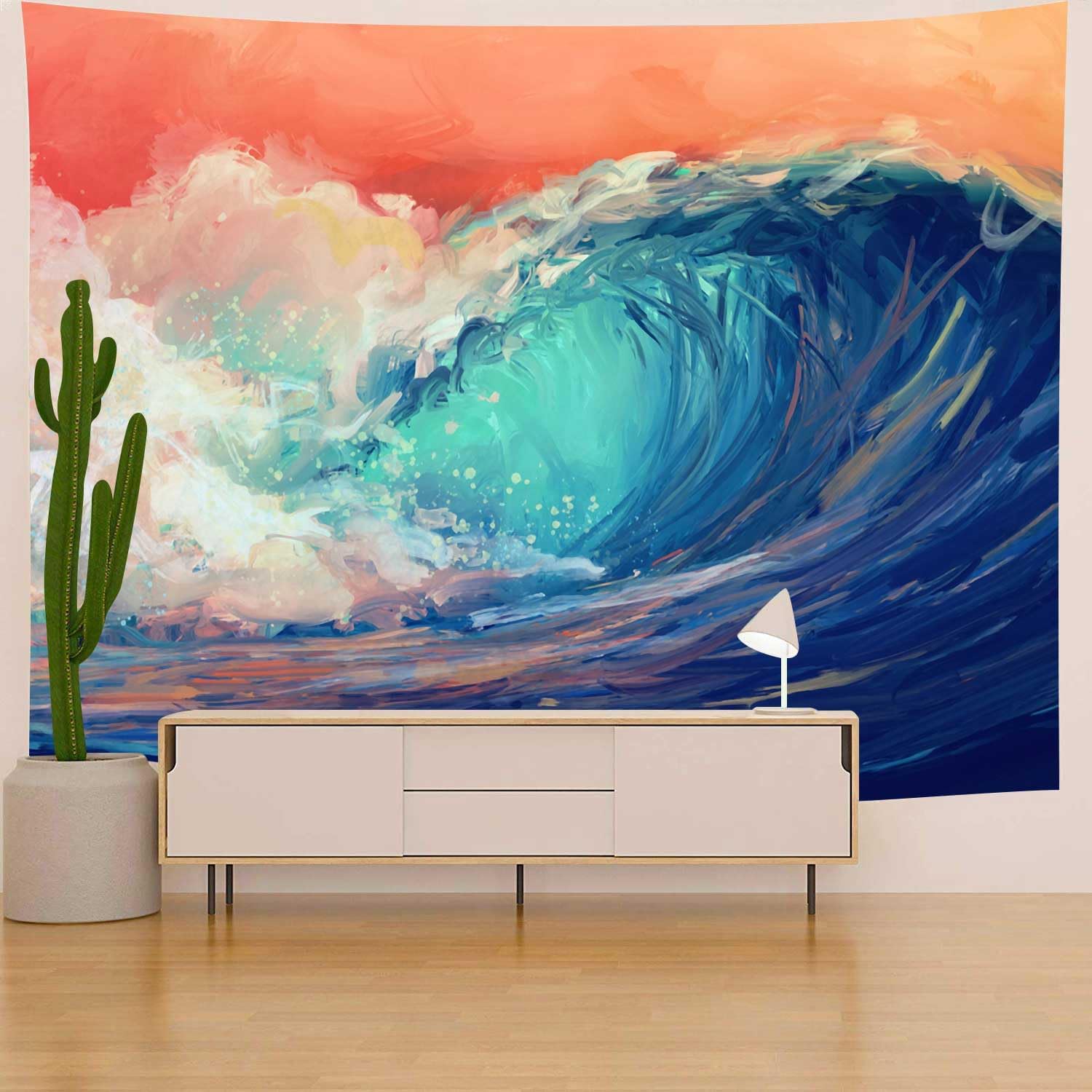 TYTYUU RGTGJTY75 – Tapiz de olas oceánicas, pintura 3D, gran ola, azul, mar, surf, playa, abstracto, playa, 60 x 40 pulgadas, para colgar en la