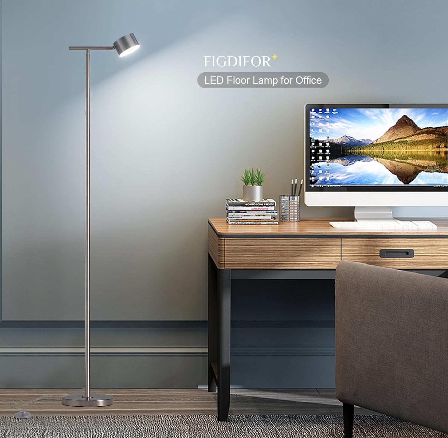FIGDIFOR Lámpara de pie para dormitorio, lámpara de lectura de pie de 3 temperaturas de color con tapa de lámpara flexible, lámparas de pie modernas