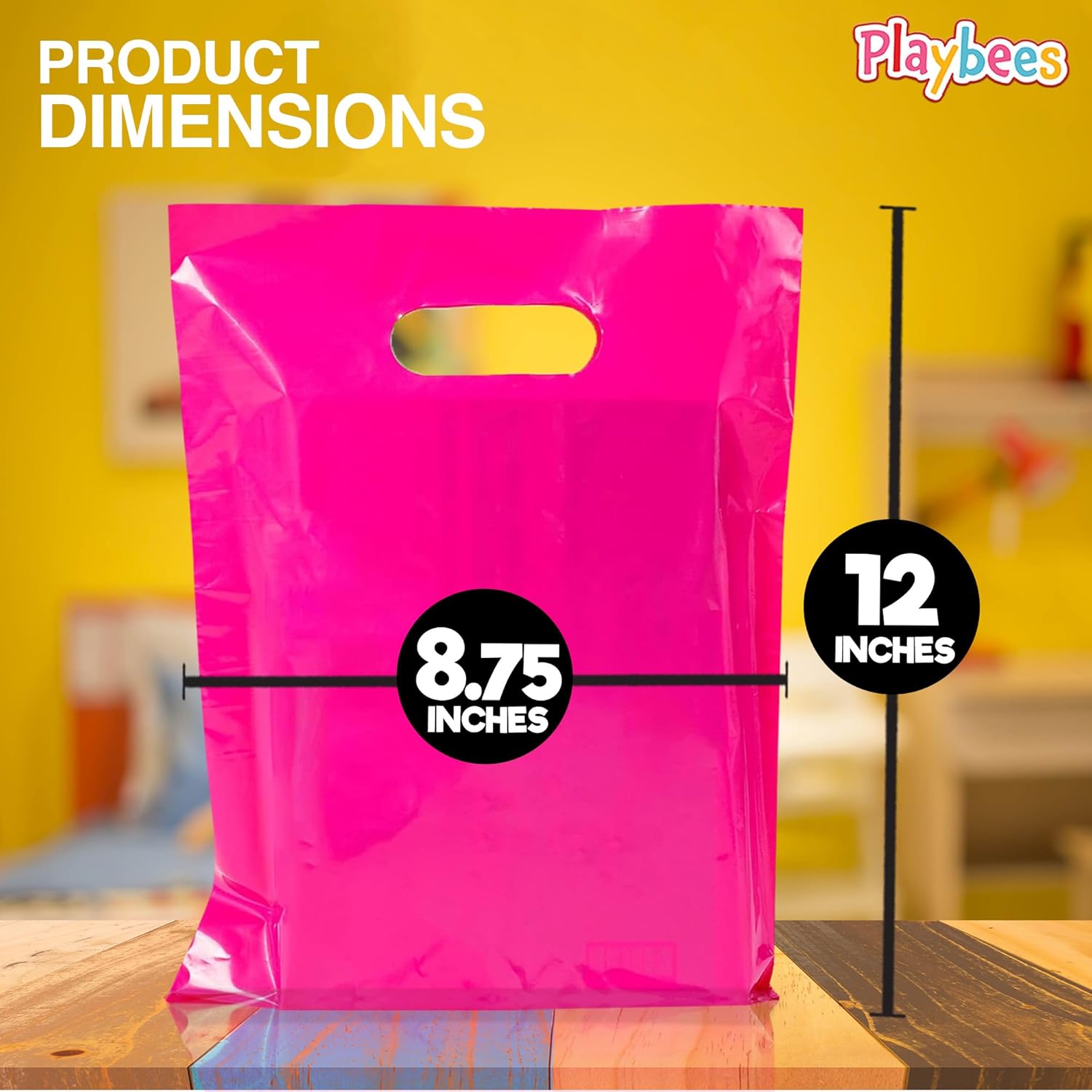 Playbees Bolsas de plástico pequeñas de colores brillantes con asas troqueladas en varios colores, paquete de 50 bolsas de comestibles de 8.75 x 12