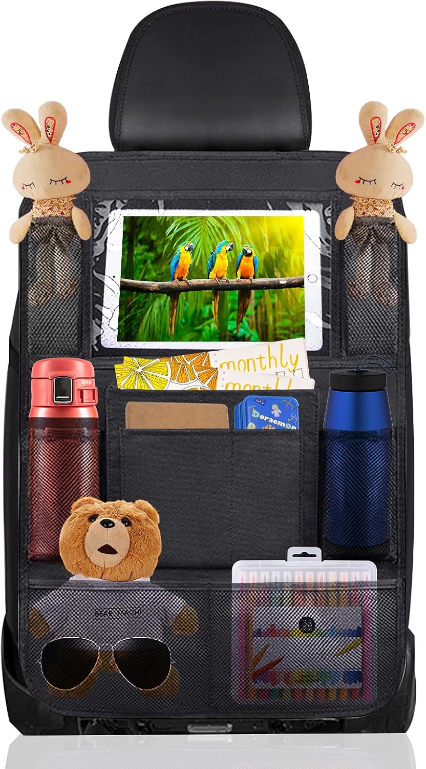 Bolsa de almacenamiento para automóvil, organizador de asiento trasero de tela Oxford, protector de asiento trasero antipatadas, alfombrillas con