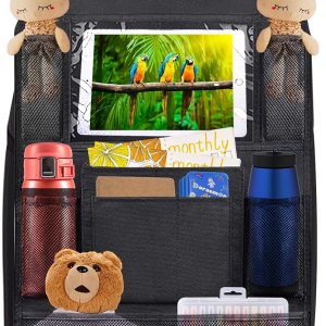 Bolsa de almacenamiento para automóvil, organizador de asiento trasero de tela Oxford, protector de asiento trasero antipatadas, alfombrillas con Bolsa de almacenamiento para automóvil, organizador de asiento trasero de tela Oxford, protector de asiento trasero antipatadas, alfombrillas con