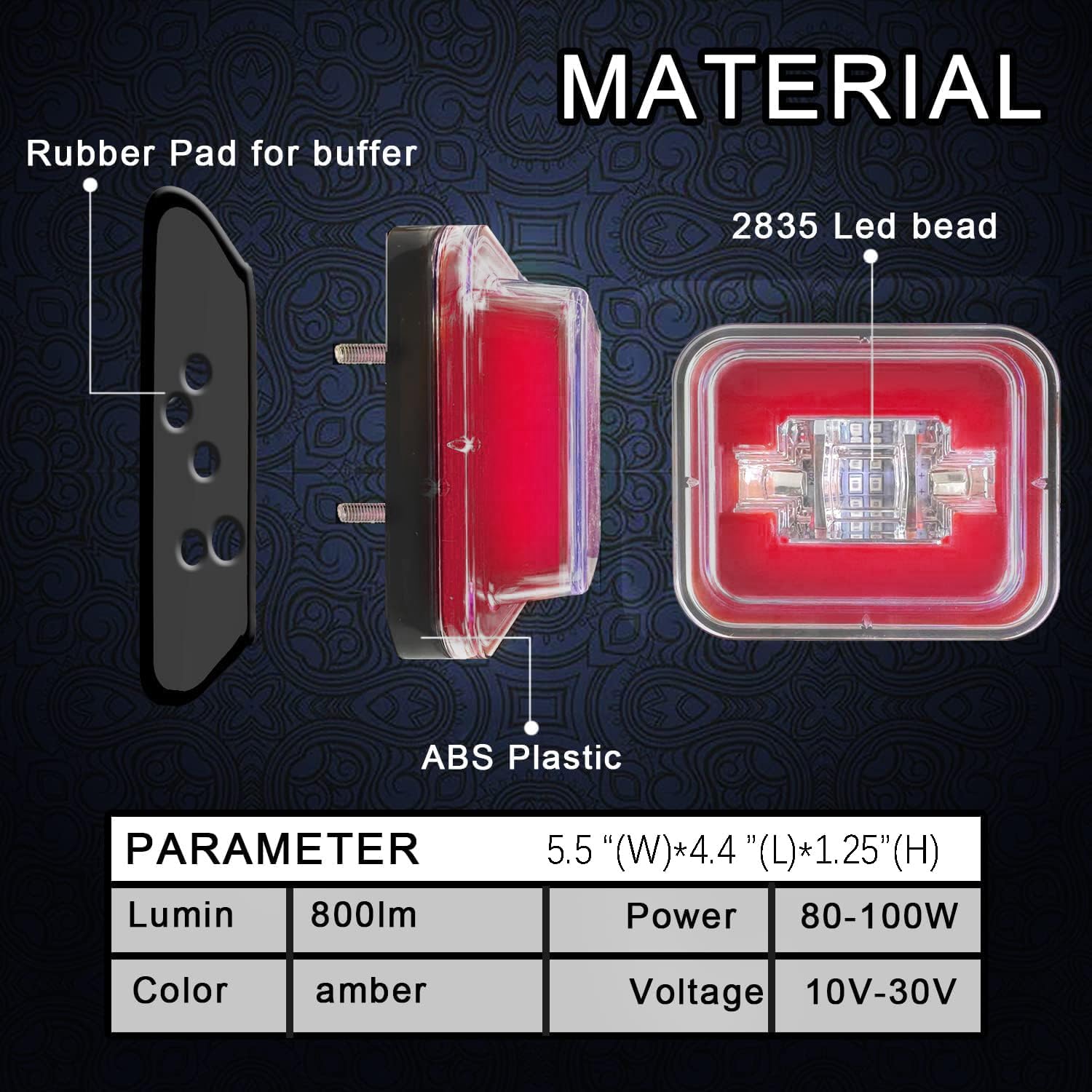 Luces LED para remolques de camión, 2 piezas, 2835 luces LED de freno de giro, estacionamiento, señal estroboscópica inversa, parte delantera,
