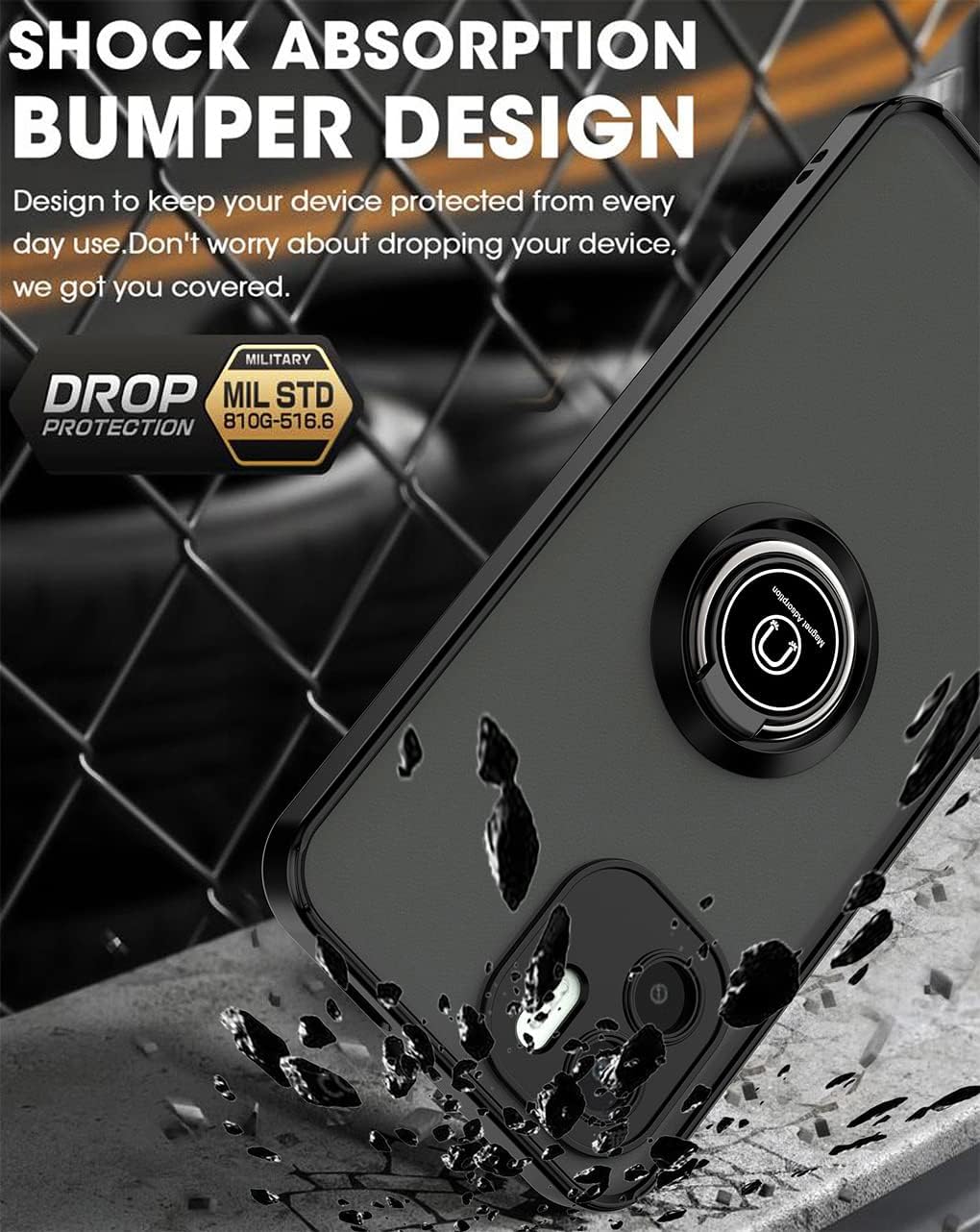 QUIETIP Funda compatible con Huawei Nova Y61, TPU + policarbonato duro a prueba de golpes, anillo magnético para montaje en coche, cubierta de