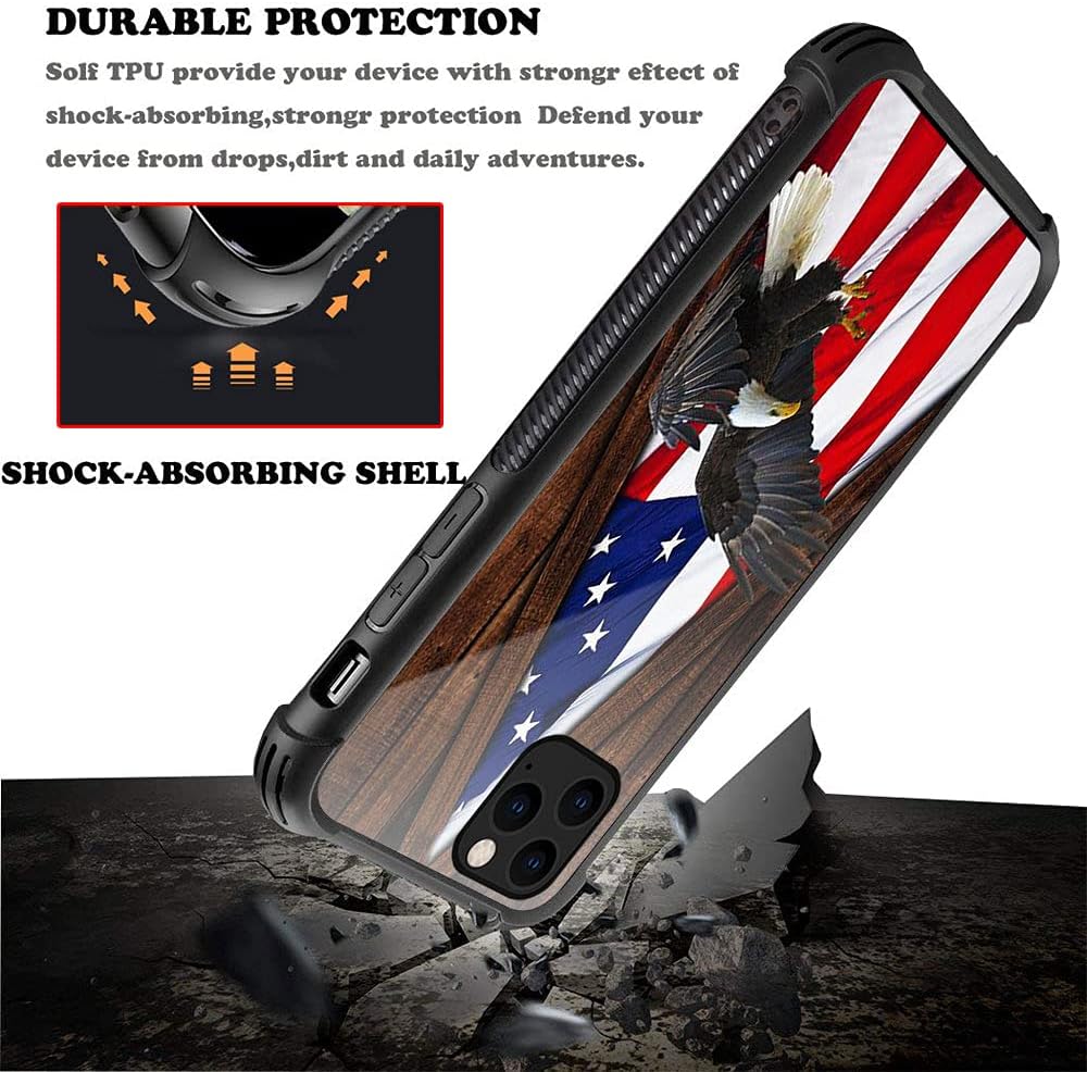 DJSOK Funda compatible con iPhone 11 Pro Max, funda de bandera estadounidense de águila para iPhone 11 Pro Max, fundas para hombres y niñas, a