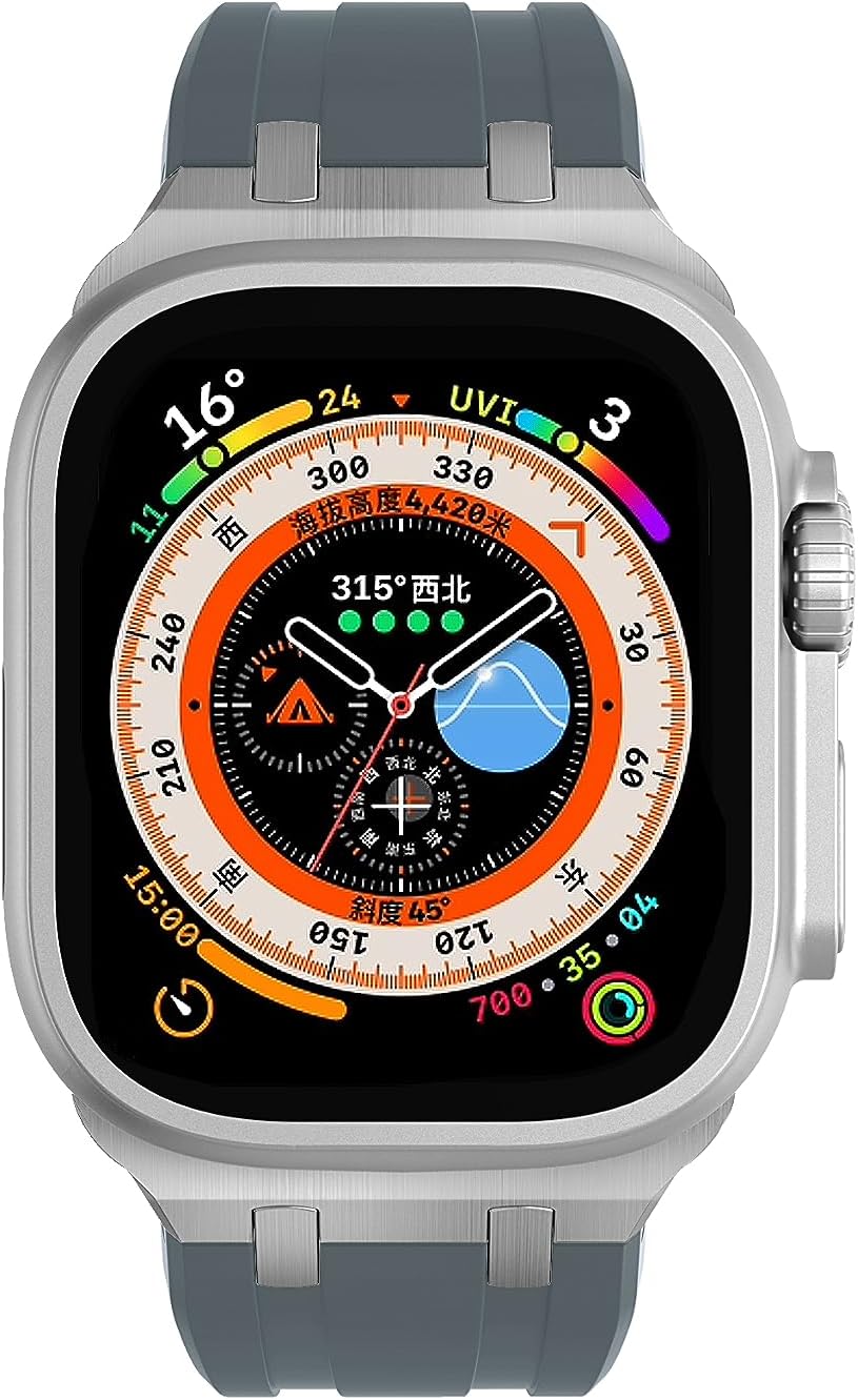 NewWays Correa para Apple Watch Ultra Band de 1.929 in, 1.772 in, 1.732 in, 1.654 in, 1.614 in, 1.575 in, 1.496 in, para hombres, correa de goma de