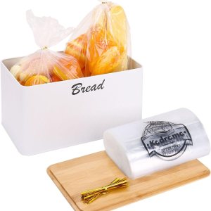 Panera y bolsas de pan con lazos, 100 piezas para encimera de cocina, contenedor de almacenamiento de pan para pan casero, bolsas de pan Panera y bolsas de pan con lazos, 100 piezas para encimera de cocina, contenedor de almacenamiento de pan para pan casero, bolsas de pan
