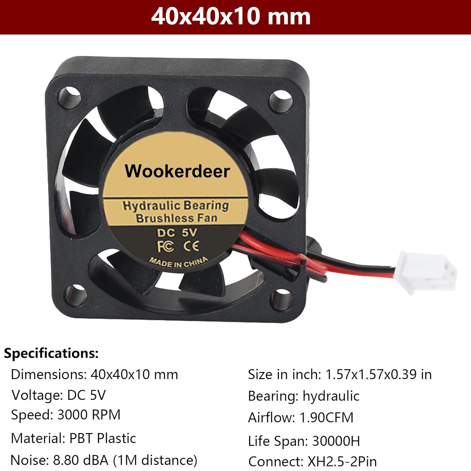 Paquete de 8 ventiladores de enfriamiento 4010 DC 5V adecuados para rodamientos hidráulicos enfriador sin escobillas 2PIN 1.575 in ventilador de