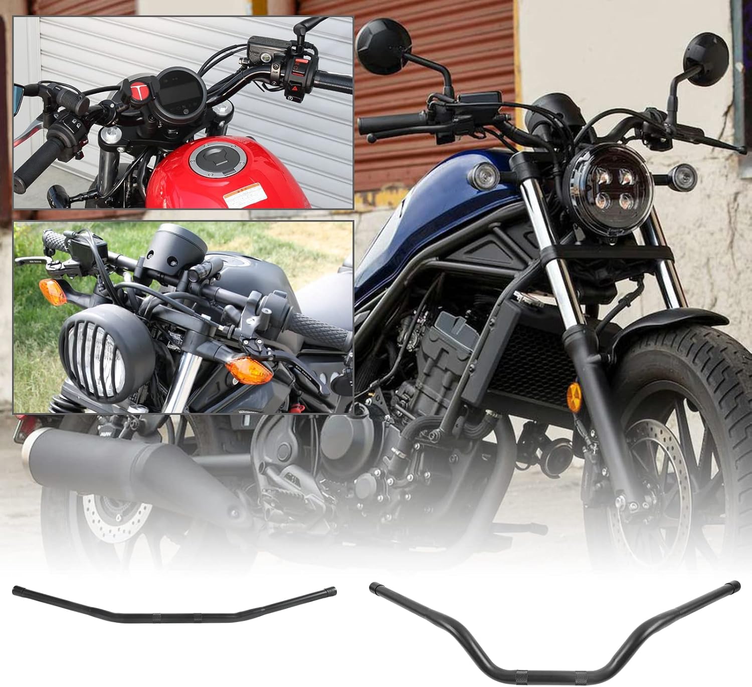 Barras de arrastre de motocicleta de acero para Rebel300 compatible con H-onda Rebel CMX300 CMX 300 2020 2021 2022 2023 barra de mango vintage de