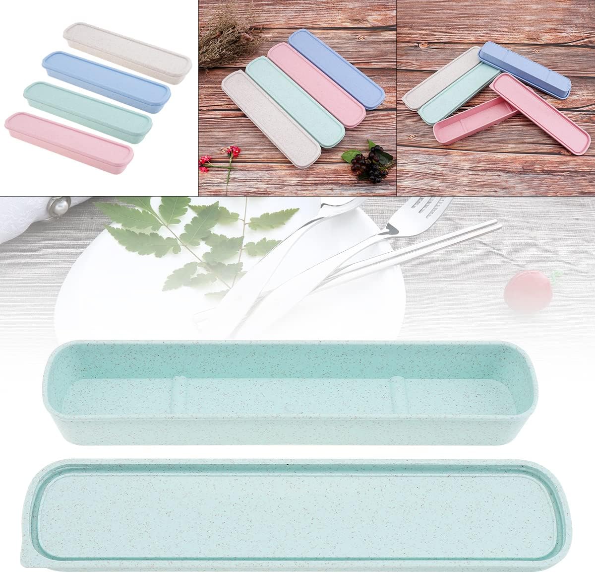 OriGlam Caja de cubiertos portátil de viaje, caja de almacenamiento de vajilla de viaje, caja de almacenamiento de cubiertos para kit de cubiertos