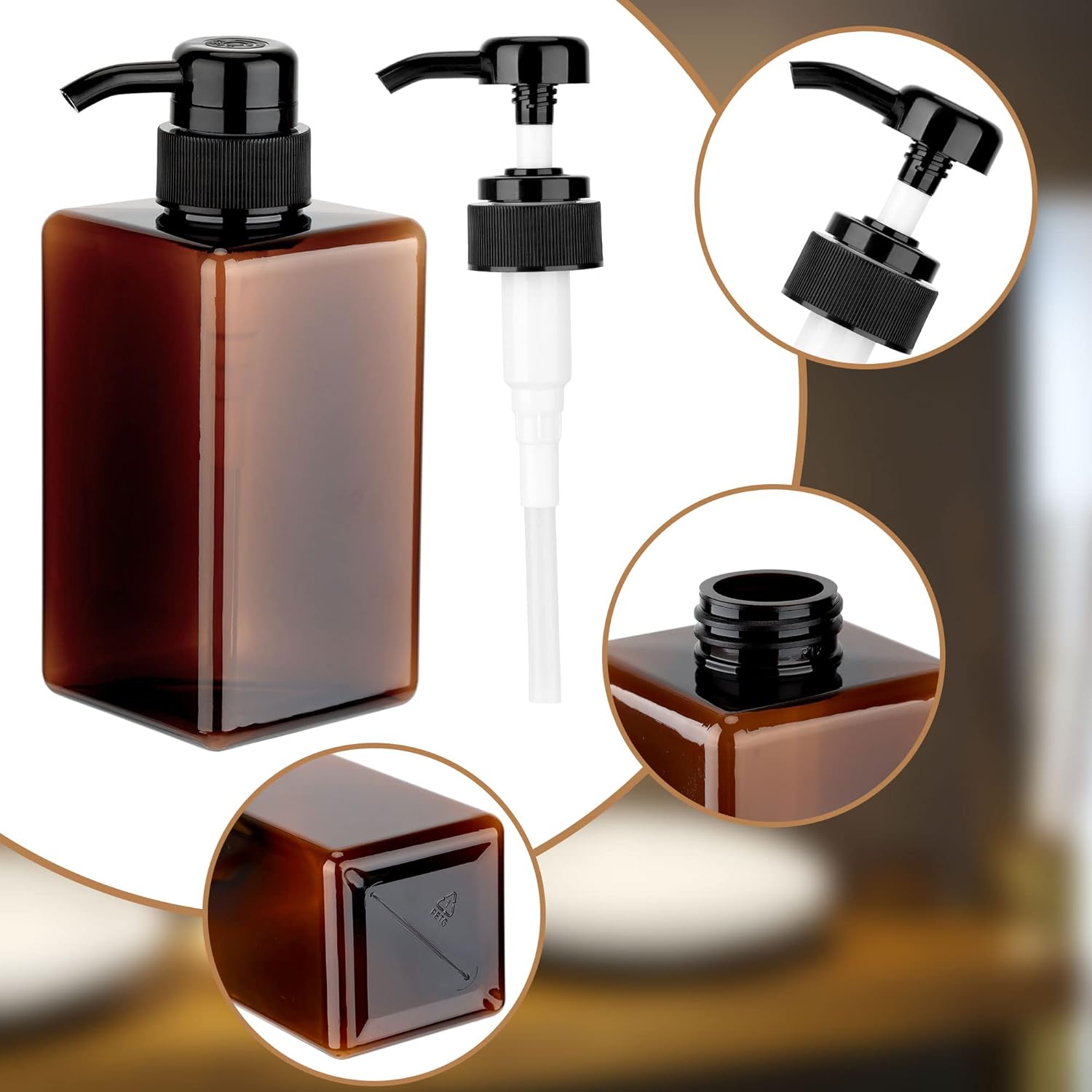 Dulinkas – Dispensador de botellas de plástico recargable de 15.2 fl oz15.2 onzas, dispensador de loción vacía, contenedor de líquido para aceite