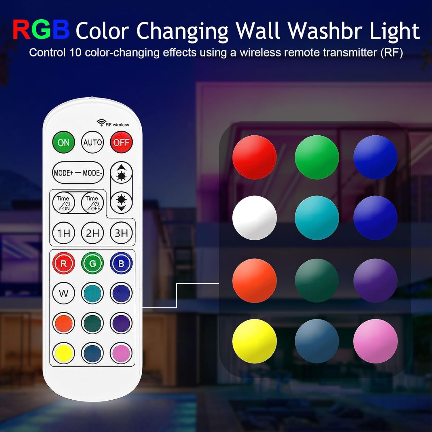 Lámpara de pared para exteriores de 72 W, luces de Halloween para exteriores, barra de luces RGB de 5000 K regulables de 48 pulgadas, luz de pared