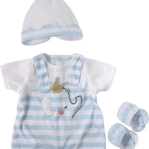 JC Toys Berenguer Boutique Traje de muñeca bebé Rayas azules y pantalones cortos blancos Incluye diadema y botines A partir de 2 años Se adapta JC Toys Berenguer Boutique Traje de muñeca bebé Rayas azules y pantalones cortos blancos Incluye diadema y botines A partir de 2 años Se adapta