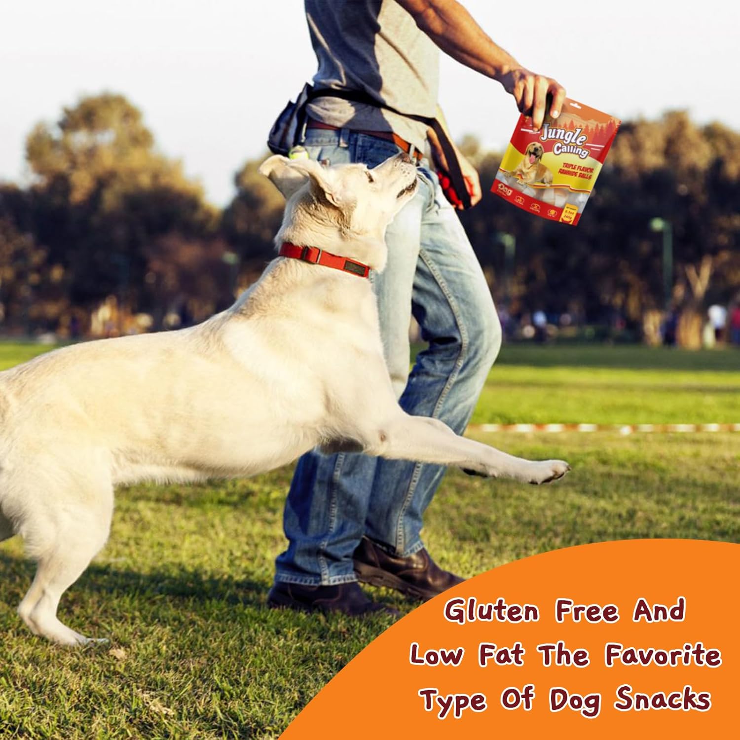 Jungle Calling Golosinas para perros, bocadillos masticables de cuero crudo para perros medianos y grandes, bolas de cuero crudo de triple sabor,