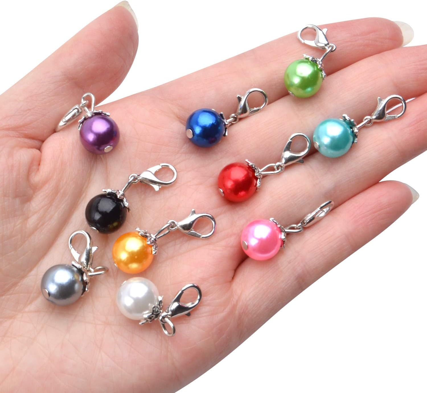 Aylifu Dijes de clip, 20 piezas de perlas coloridas colgantes colgantes con cierre de langosta, accesorio para hacer joyas, accesorios para