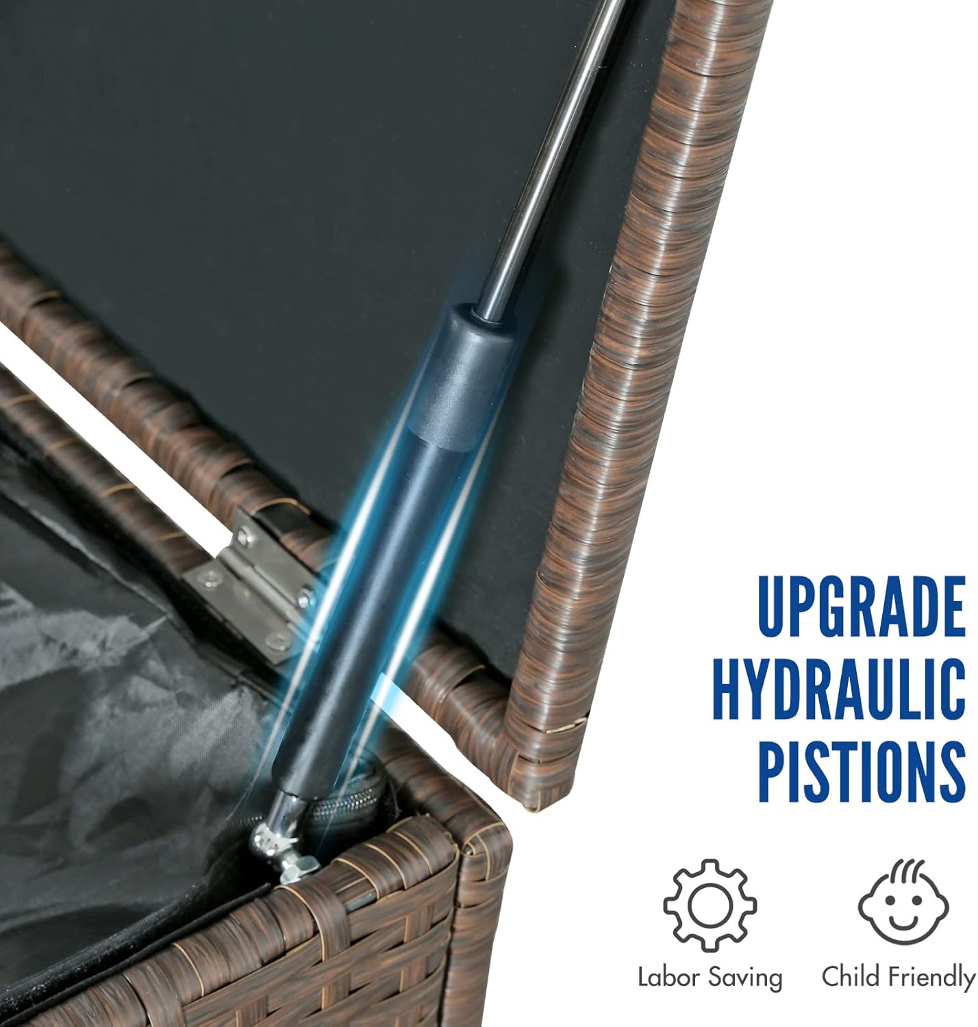 HYDRAGARDEN Caja de cubierta de 88140 galones con forro interior, cajas de almacenamiento grandes de ratán 2 en 1, contenedor de mimbre para