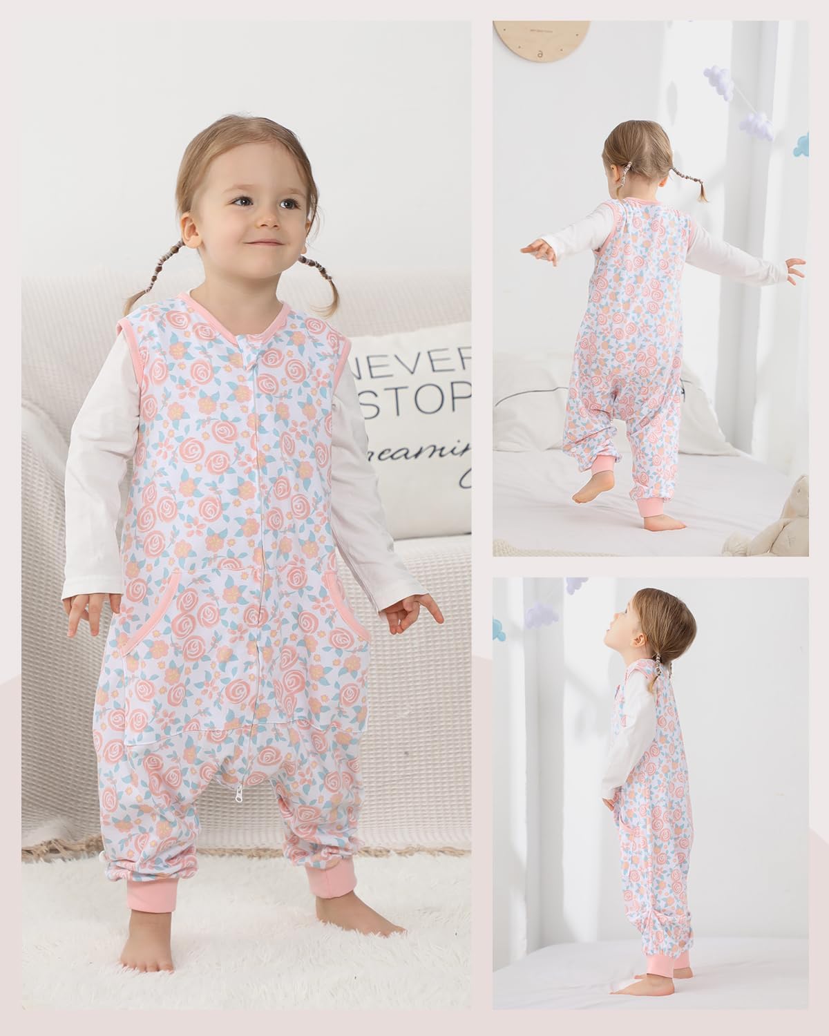 HOMEAL Saco de dormir con piernas, saco de dormir de verano para niños de 2 a 3 años, manta portátil para bebé, saco de dormir para niños pequeños