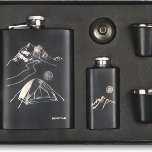 Juego de frasco de acero inoxidable de regalo para hombres, 8 onzas, bar, fiesta, camping, barbacoa, portátil, bolsillo Juego de frasco de acero inoxidable de regalo para hombres, 8 onzas, bar, fiesta, camping, barbacoa, portátil, bolsillo