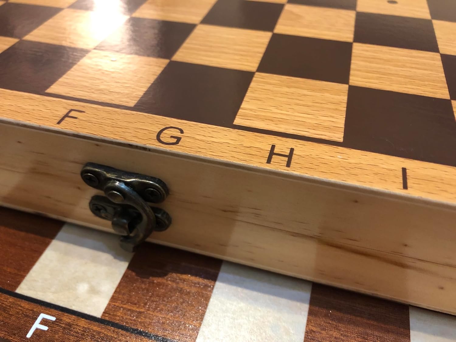 Tablero de ajedrez plegable de madera de pino para 4 jugadores con piezas de madera