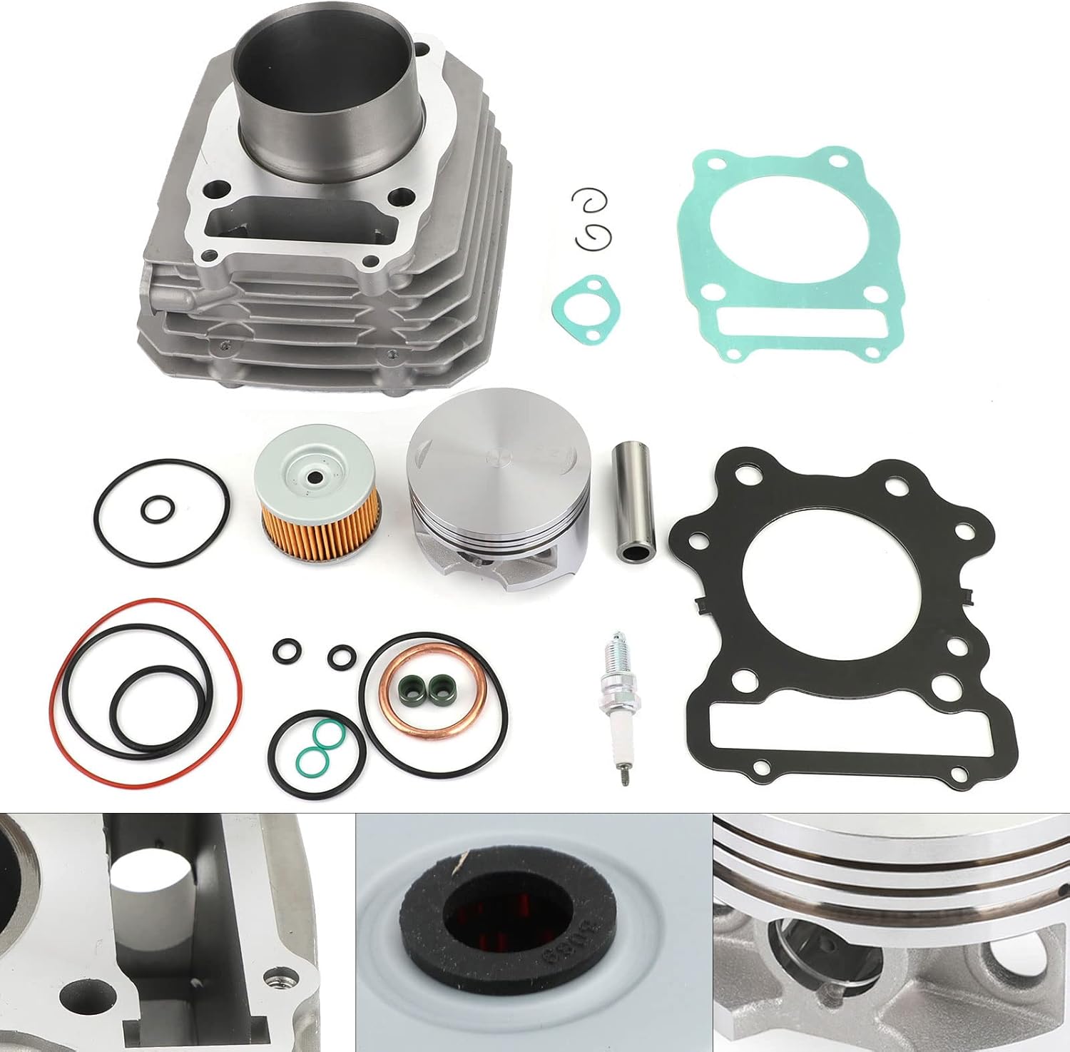 Kit de pistón de cilindro de 2.913 in, kit de reconstrucción de extremo superior del cilindro y anillo de pistón para Honda FourTrax 300 TRX300 2×4