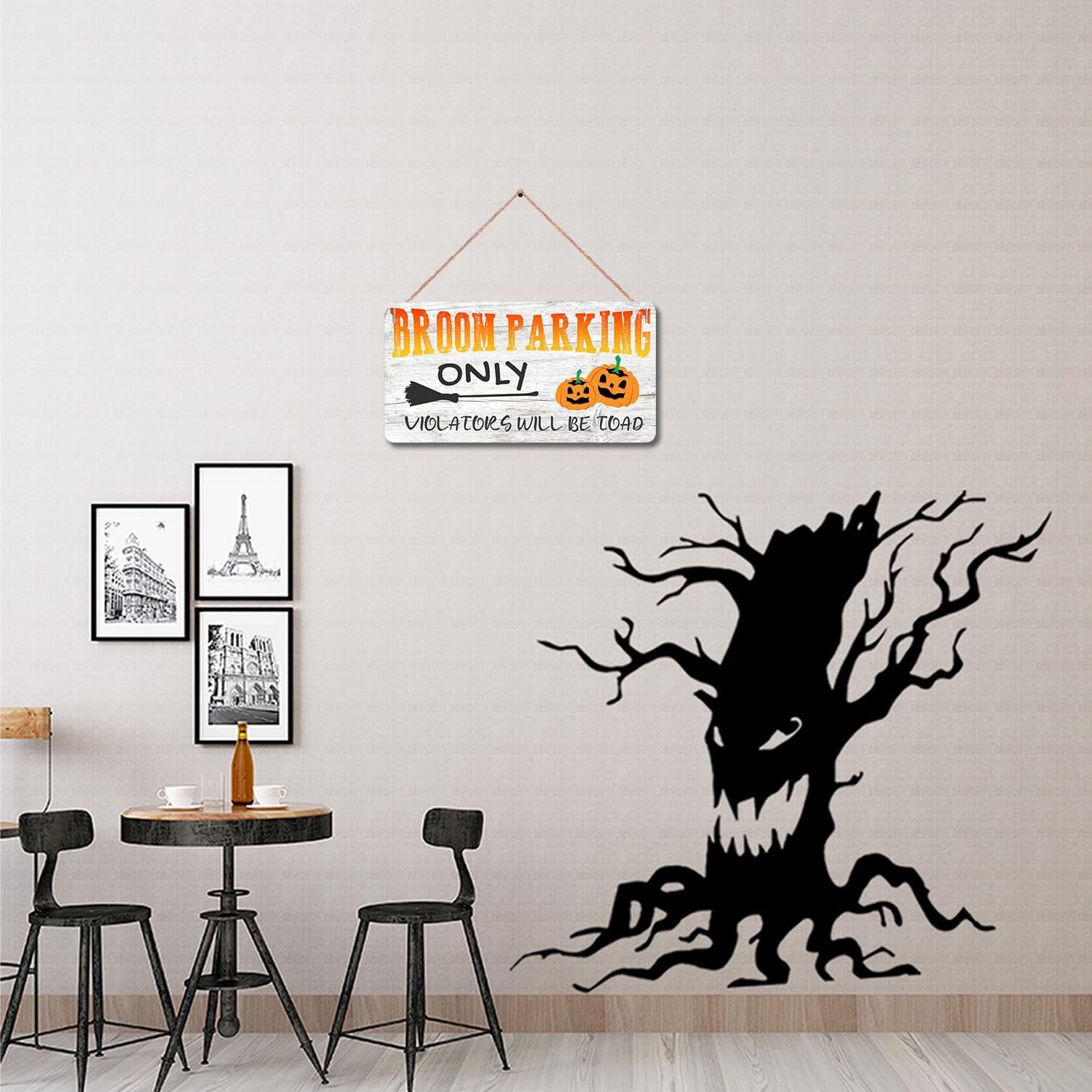 Broom Parking All Others Will Be Toad – Letrero de Halloween para el hogar, decoración divertida, letrero decorativo para colgar, placa rústica,