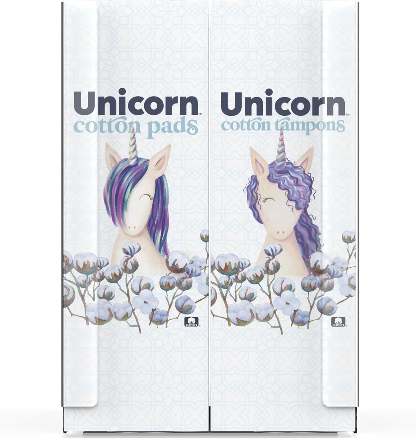 Unicorn Kit de iniciación de dispensador de baño acrílico montado en la pared, incluye un cartucho, 60 tampones de algodón orgánico y un cartucho,