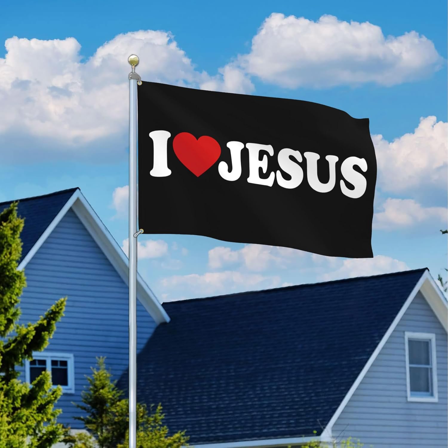 Bandera de Jesús con texto en inglés “I Love Jesus”, banderas americanas para exteriores, 3 x 5 pulgadas, bandera de fe cristiana sobre el miedo,