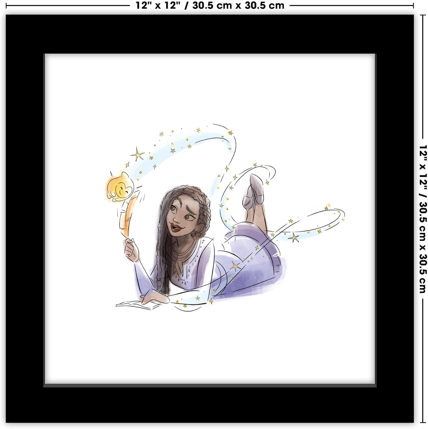 Trends International Gallery Pops Disney Wish – Póster de pared de Asha y Star City of Lights, 12.00 x 12.00 pulgadas, versión de marco negro