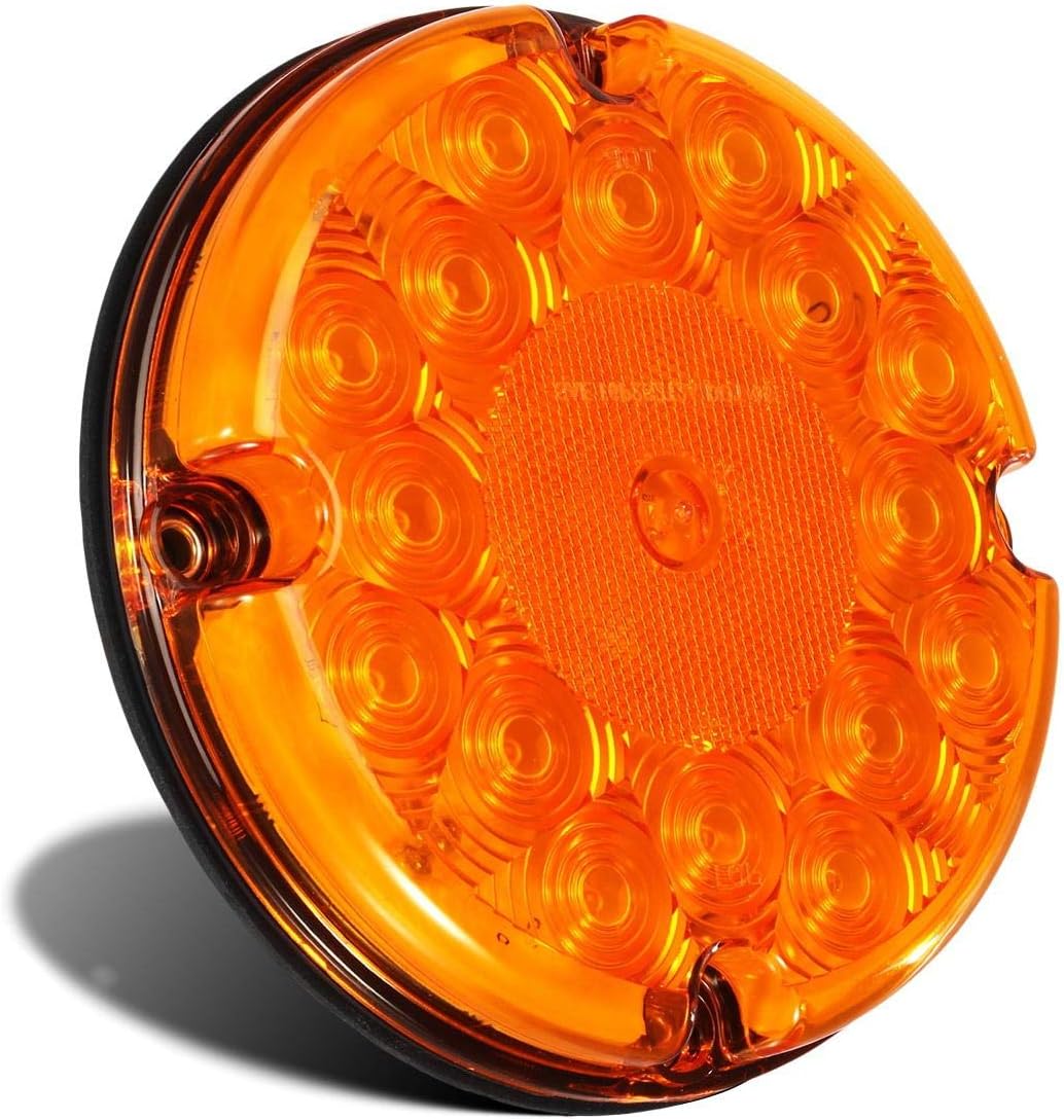 Partsam 2 luces traseras LED redondas de 7 pulgadas para remolque, 17 luces LED impermeables para estacionamiento, luces intermitentes con juntas