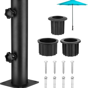 Lalafancy Soporte de base de sombrilla de patio de 4 pulgadas, soporte cuadrado para sombrilla de mesa al aire libre, montaje de perilla de doble Lalafancy Soporte de base de sombrilla de patio de 4 pulgadas, soporte cuadrado para sombrilla de mesa al aire libre, montaje de perilla de doble