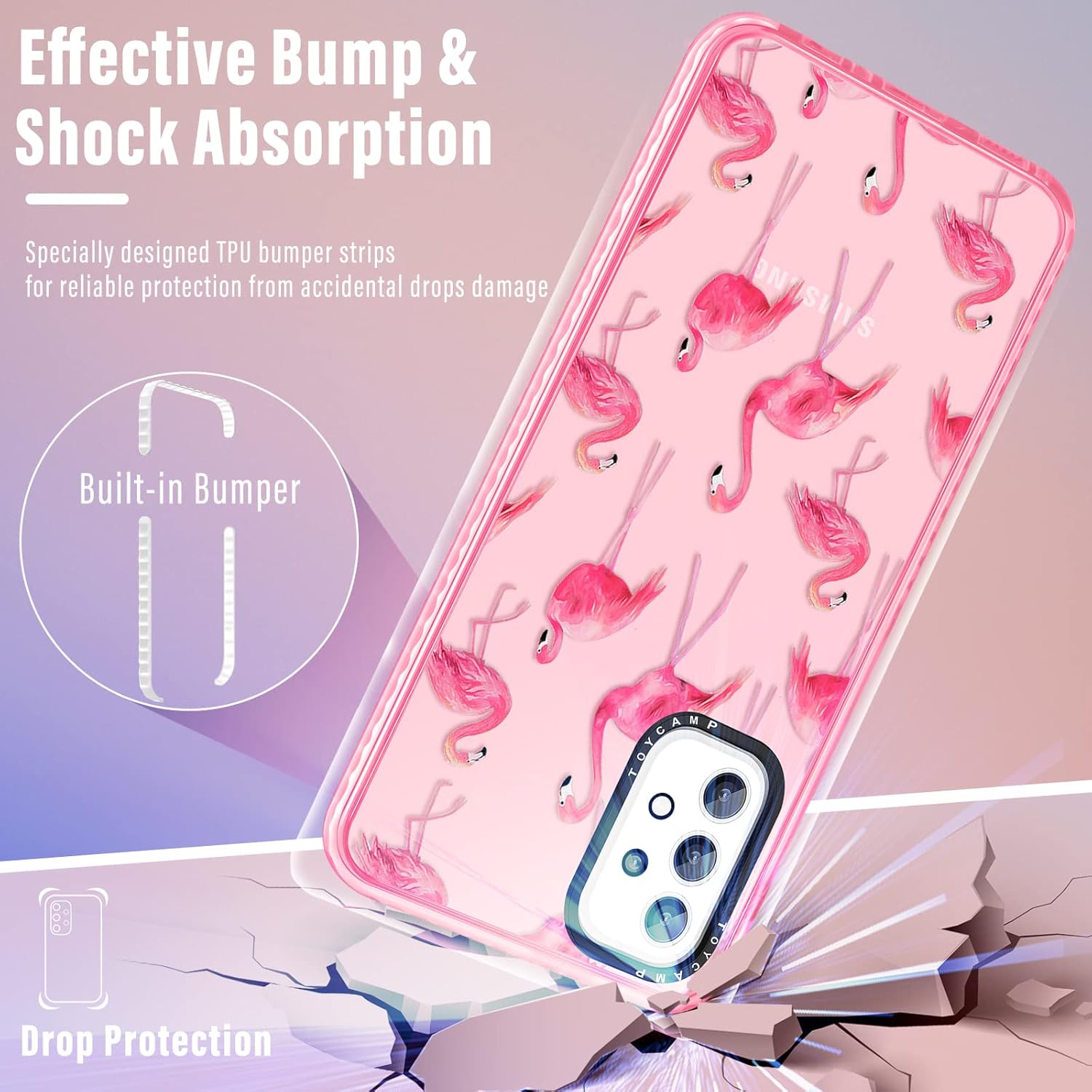 Toycamp Funda para Samsung A52 (también para Samsung A52s caso), bonito diseño de flamenco divertido para mujeres y niñas para Galaxy A52 5G, bonita