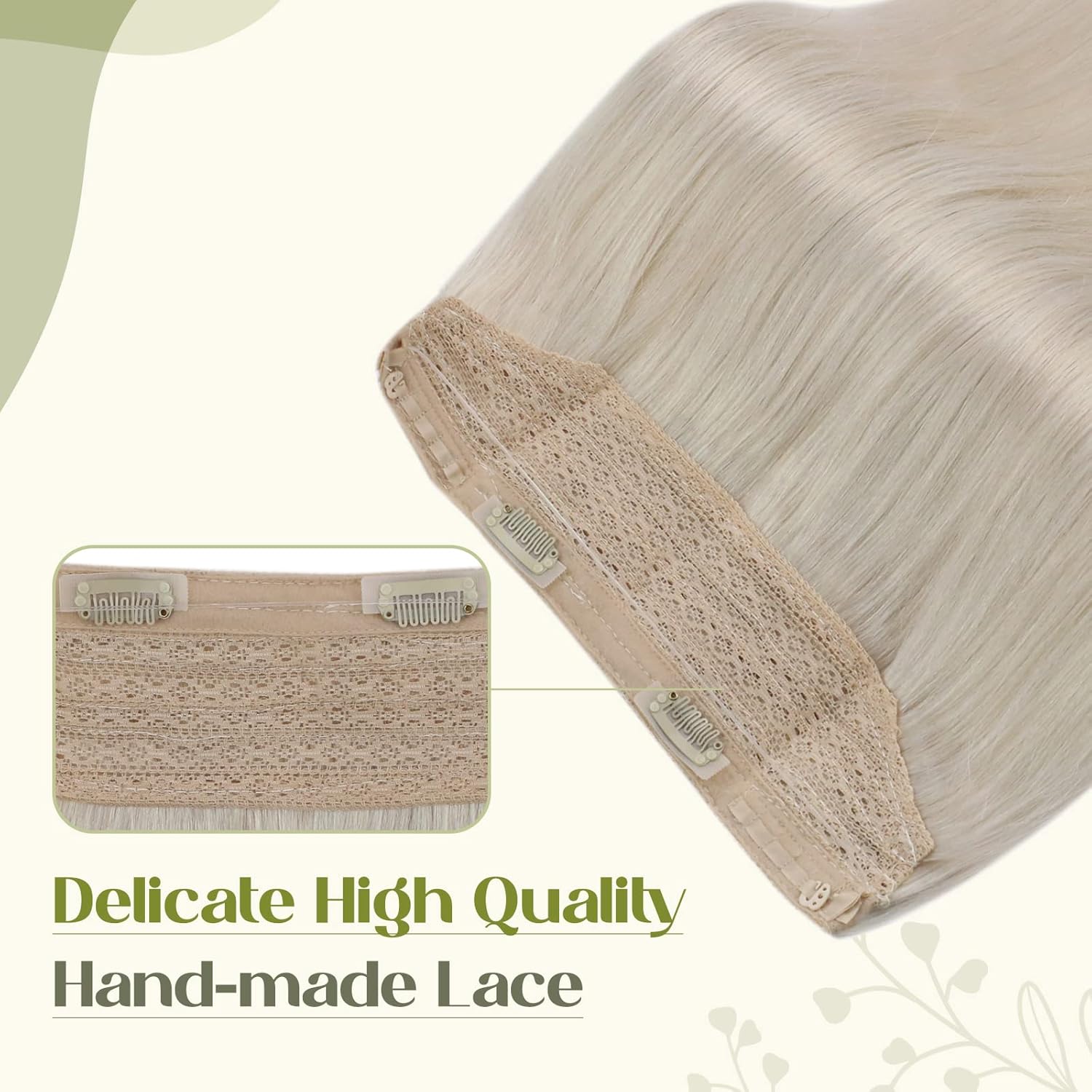 Fshine Extensiones de cabello humano Remy con alambre #1000, extensiones de cabello humano rubio blanco #1000, 18 pulgadas, 2.82 oz, extensiones de