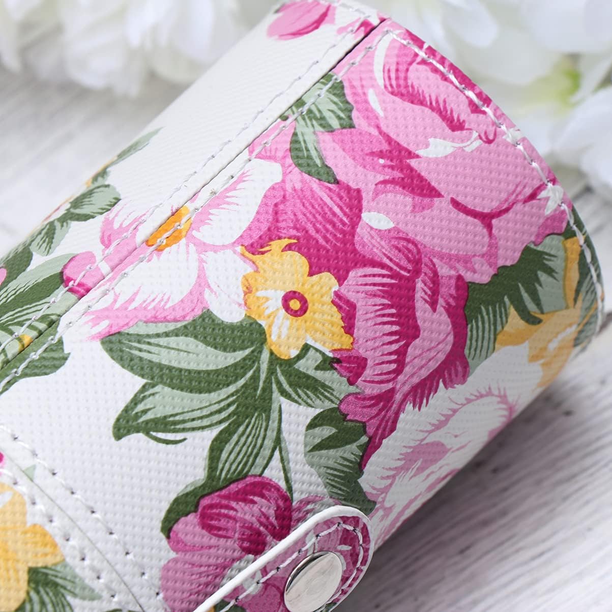 EXCEART Estuche para brochas de viaje, soporte para brochas de maquillaje con tapa, de piel sintética, cubo de almacenamiento de cosméticos para