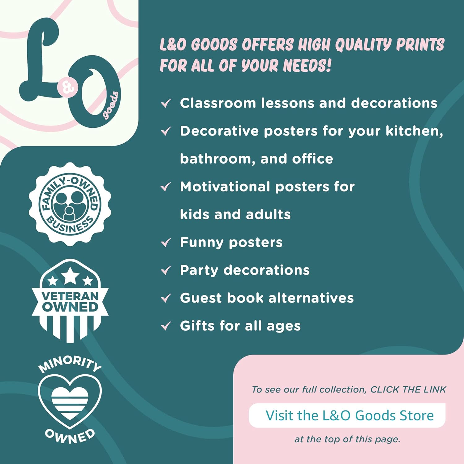 L&O Goods – Póster motivacional  Juego de 10 decoraciones inspiradoras de pared  11 x 17  Decoración del hogar para sala de estar, oficina,