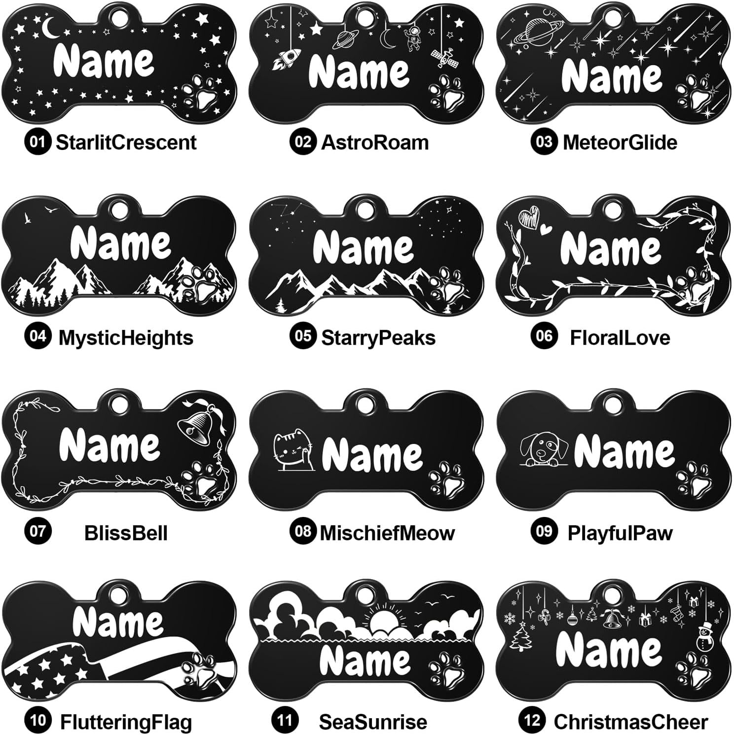Etiquetas de perro personalizadas grabadas para mascotas  Etiquetas de identificación de gato y perro de acero inoxidable duraderas para collar