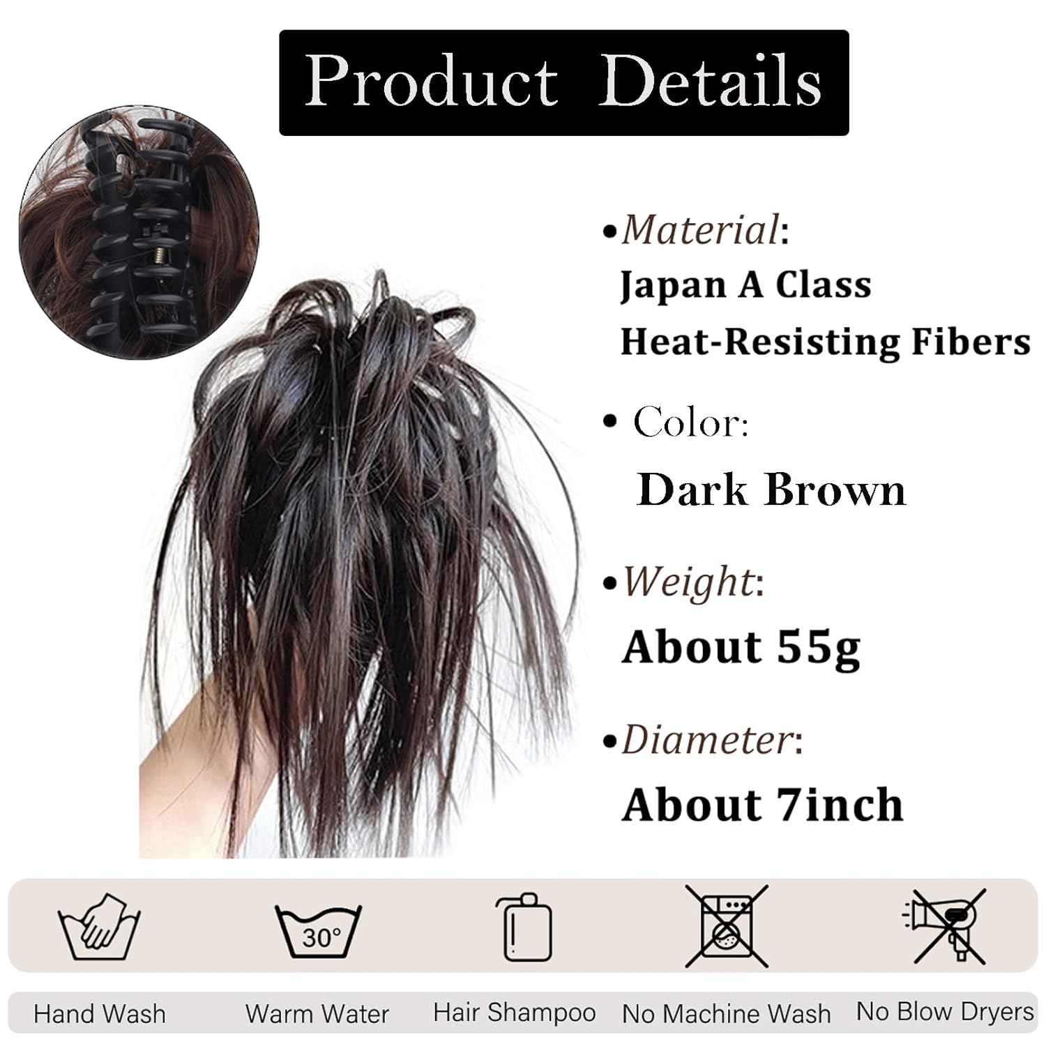 Extensiones de cabello con clip de garra, recogido y desordenado, moño desordenado, sintético, ondulado, rizado, extensiones de cabello para cola de