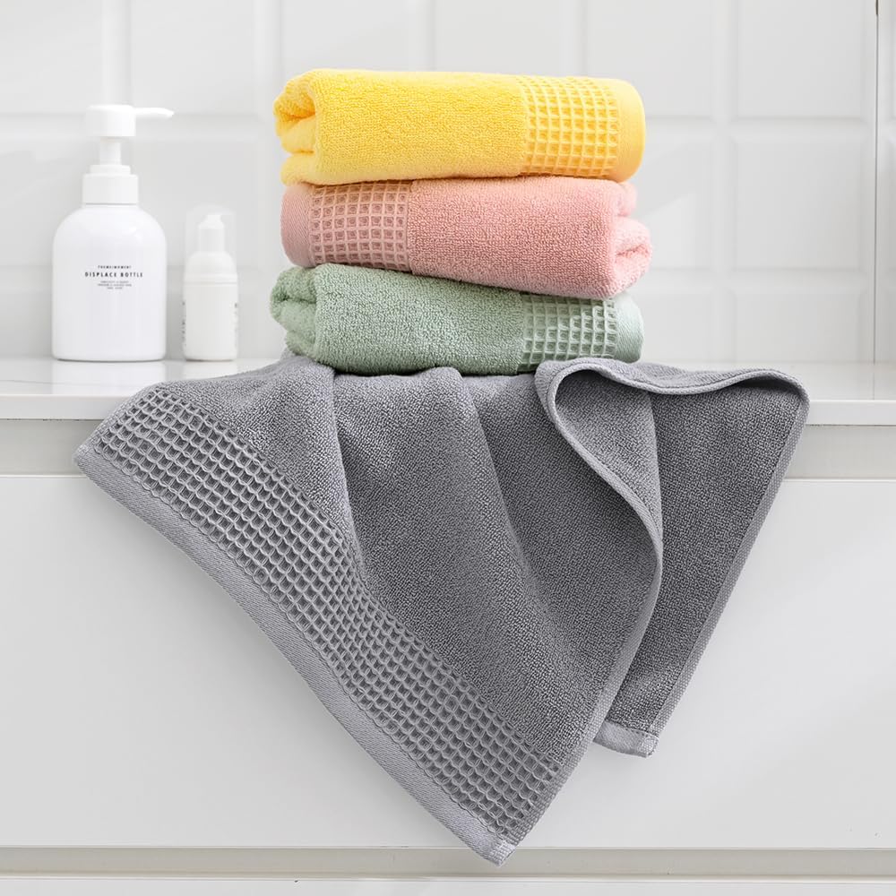 sense gnosis Toallas de mano grises de gofre y rizo para baño, secado rápido, sin pelusas, delgadas, estilo clásico, suaves y absorbentes, toallas