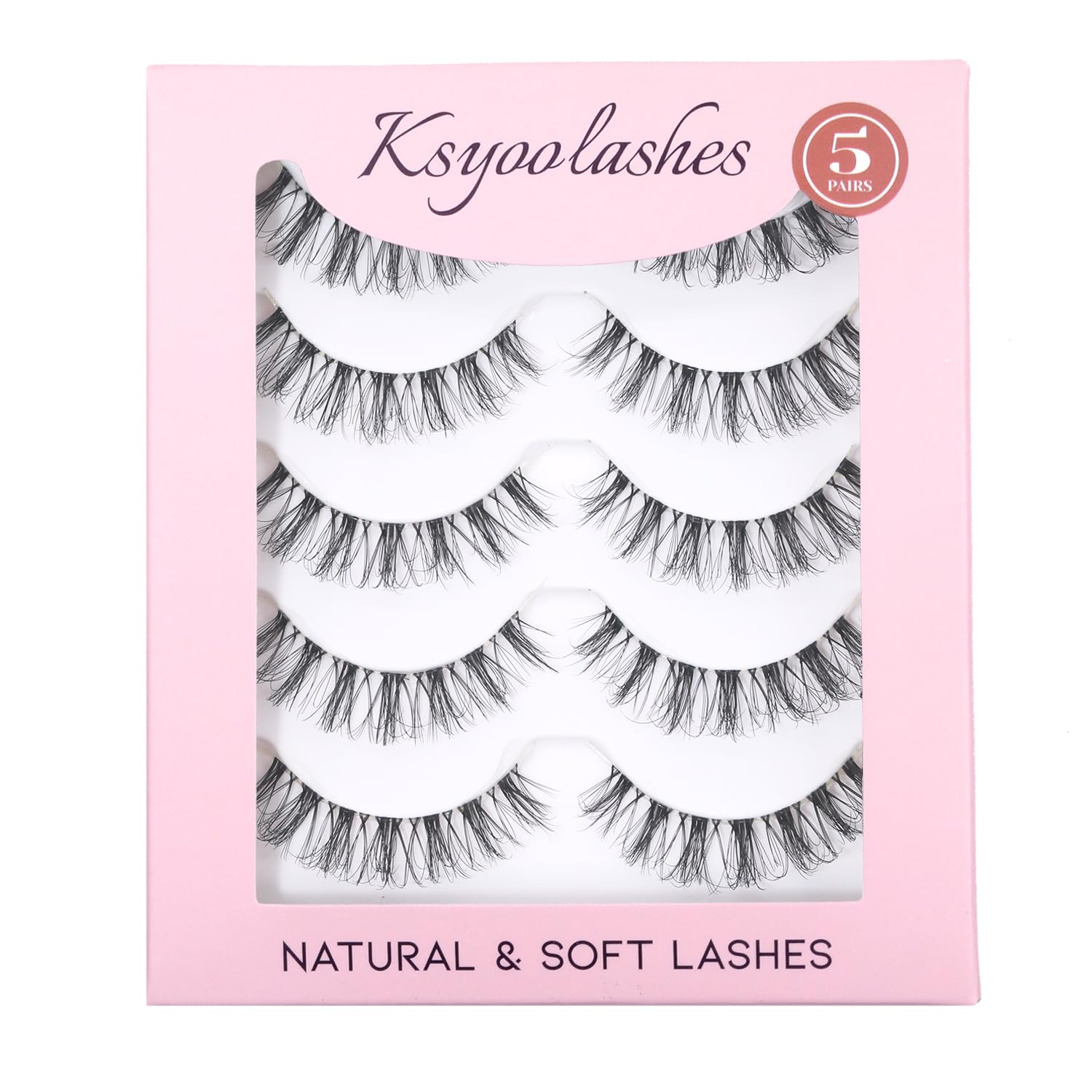 KSYOO Pestañas postizas de ojo de gato, aspecto natural, rizo D, 0.314-0.472 pulgadas, banda transparente, paquete múltiple de pestañas postizas