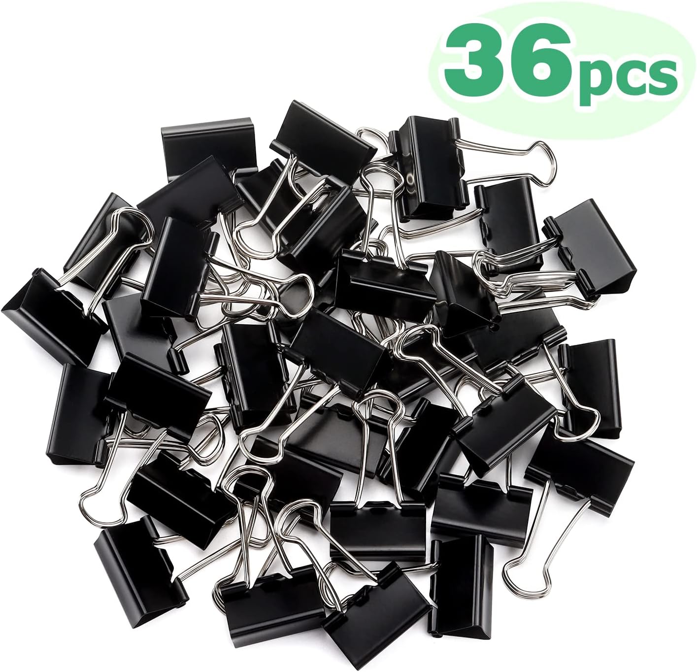 Clips negros para carpetas de papel, clips de tamaño pequeño, 1.0 pulgadas, paquete de 36