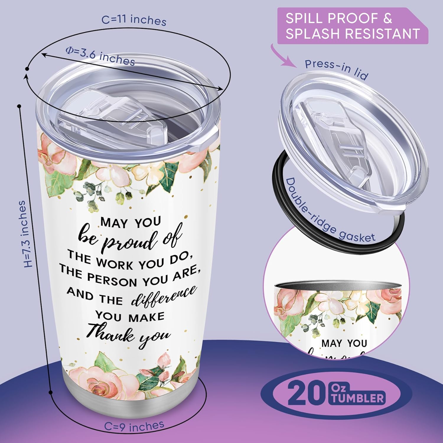 Nudida Vaso de regalo para compañero de trabajo Copa de Navidad amigo jefe empleado jubilación despedida salir de la oficina 20oz vidrio acero