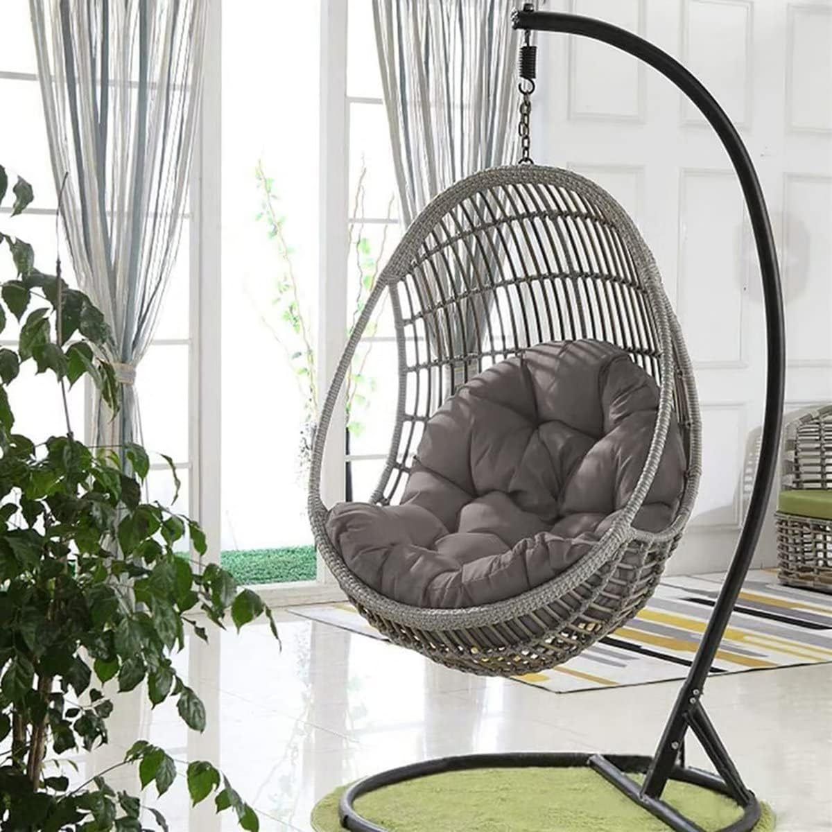 Cojín para silla de huevo de color azul marino, impermeable, para colgar, cojín de asiento para silla de huevo colgante de patio, jardín, para uso