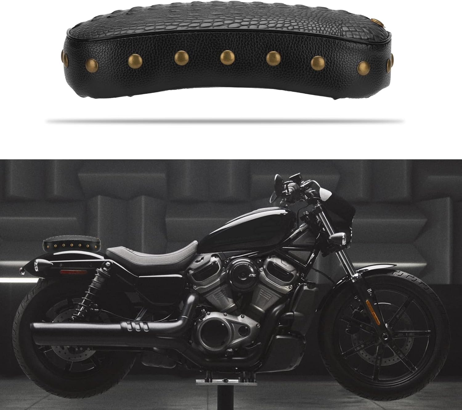 LKV Asiento de pasajero de motocicleta rectangular 6 ventosas para Harley Sportster motocicleta Cruiser Chopper Custom Yamaha V Star Honda Shadow