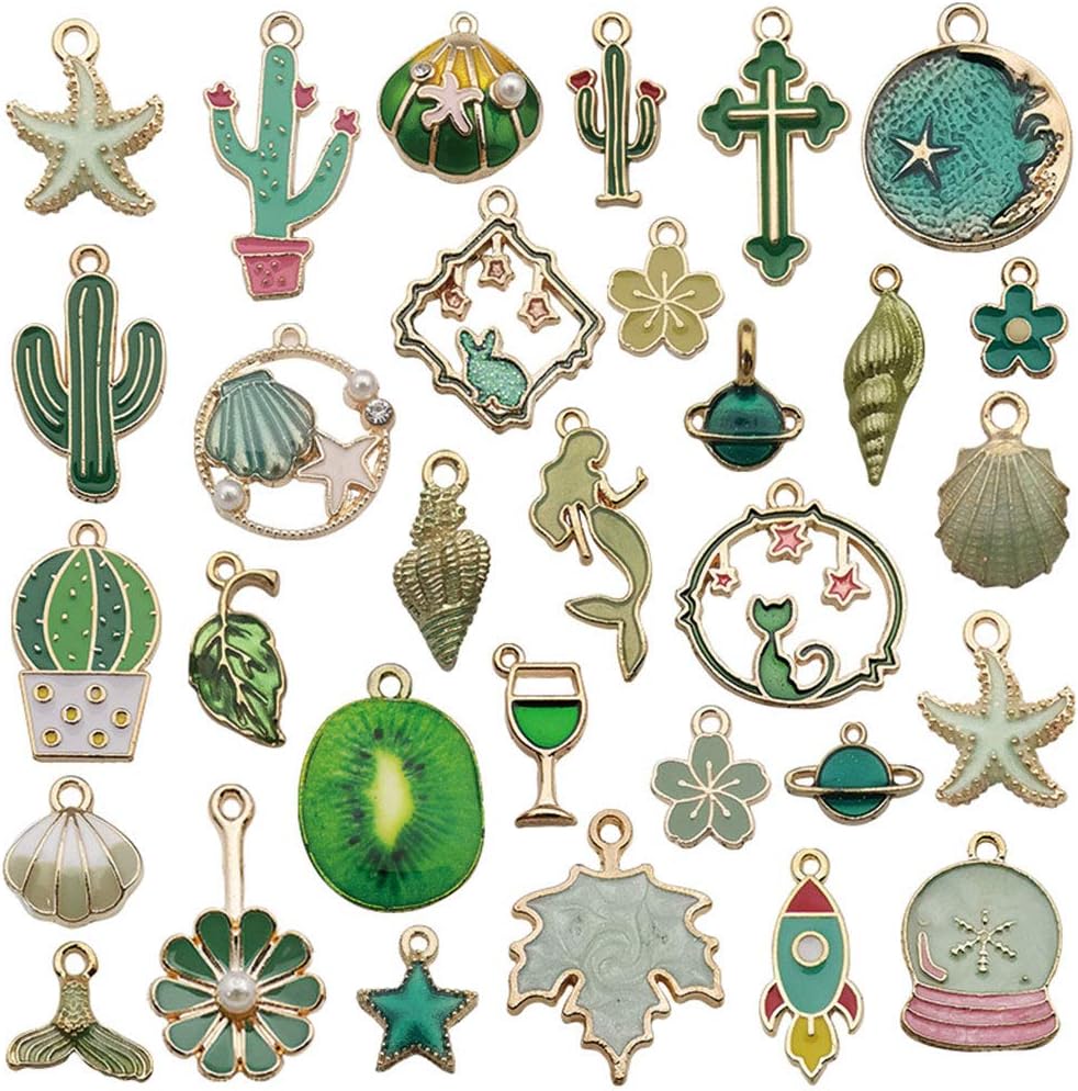KHIOPNT 31 dijes de esmalte mixto para hacer joyas, lote a granel, collar, aretes, pulsera, hallazgos artesanales
