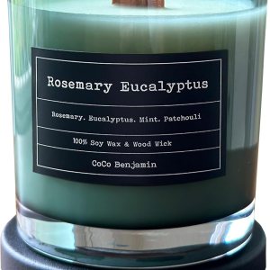 (Eucalipto de romero) Mecha de madera, 100% soja, altamente perfumada, vela de soja vertida a mano, 8 onzas (Eucalipto de romero) Mecha de madera, 100% soja, altamente perfumada, vela de soja vertida a mano, 8 onzas