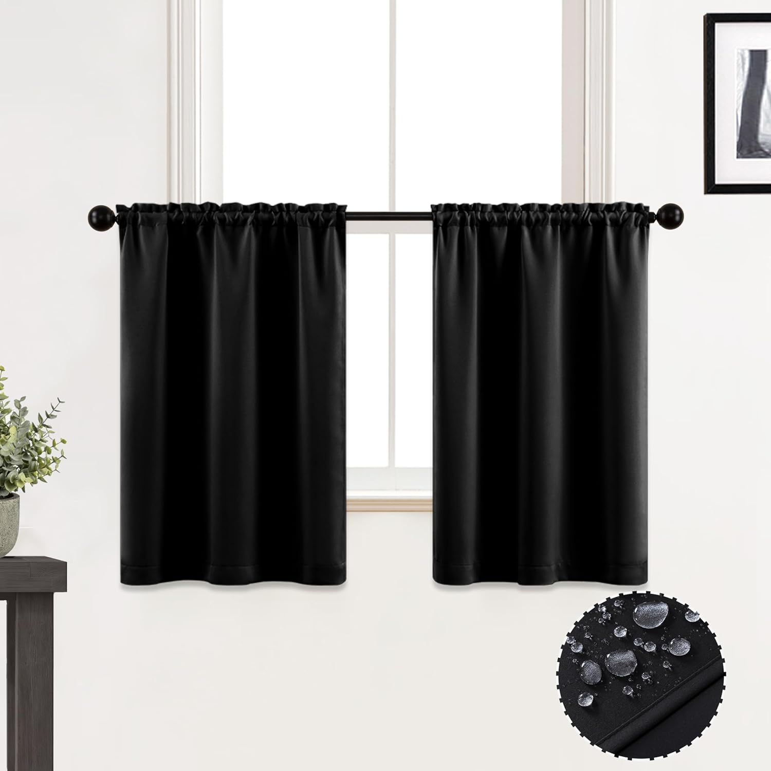 XTMYI Cortinas opacas para ventana pequeña de cocina de 24 pulgadas sobre el fregadero, persianas opacas impermeables para ventanas de cámper,