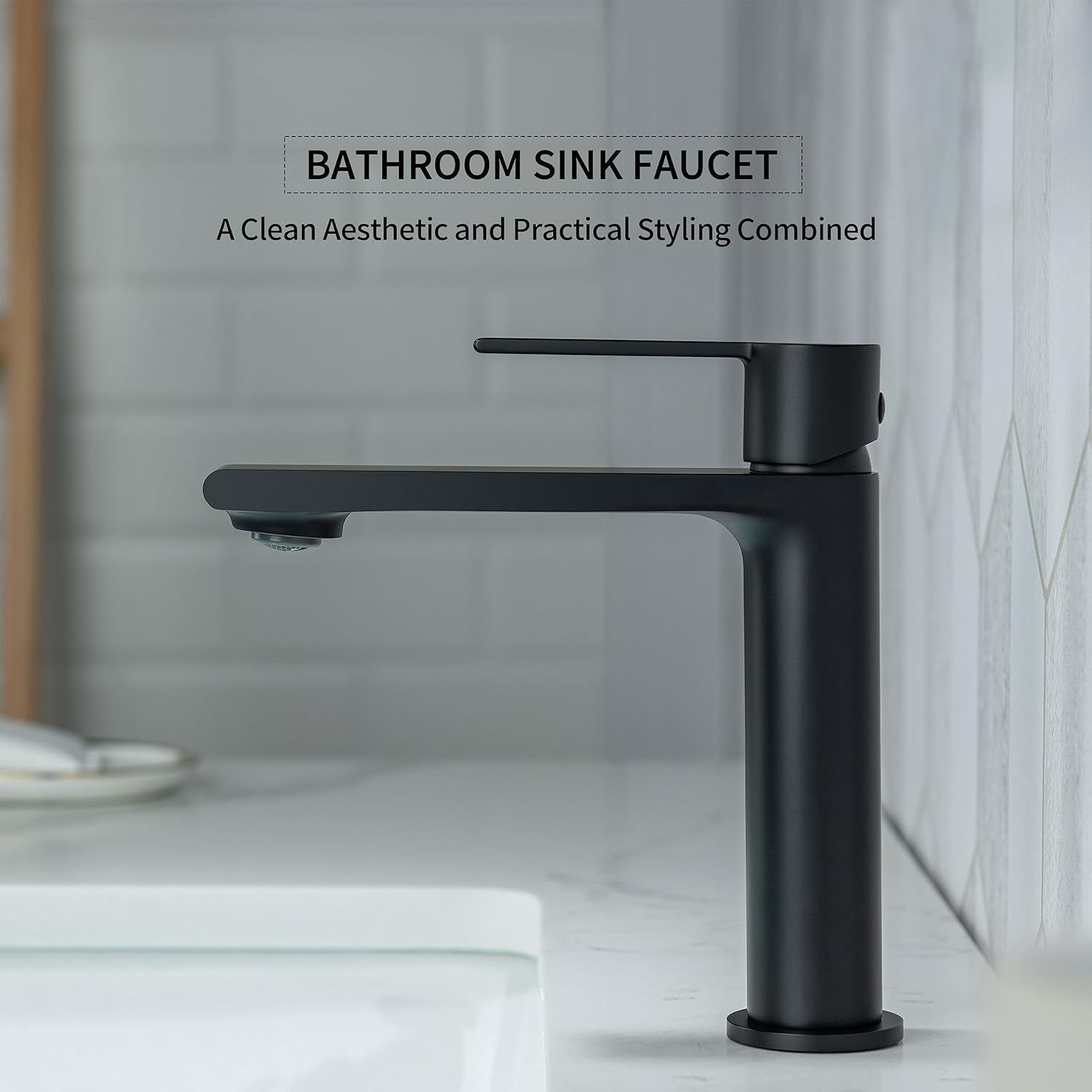 Casta Diva Grifo de lavabo de baño de una sola manija, incluye placa de cubierta para fregadero de baño de 1 o 3 agujeros, instalación sin