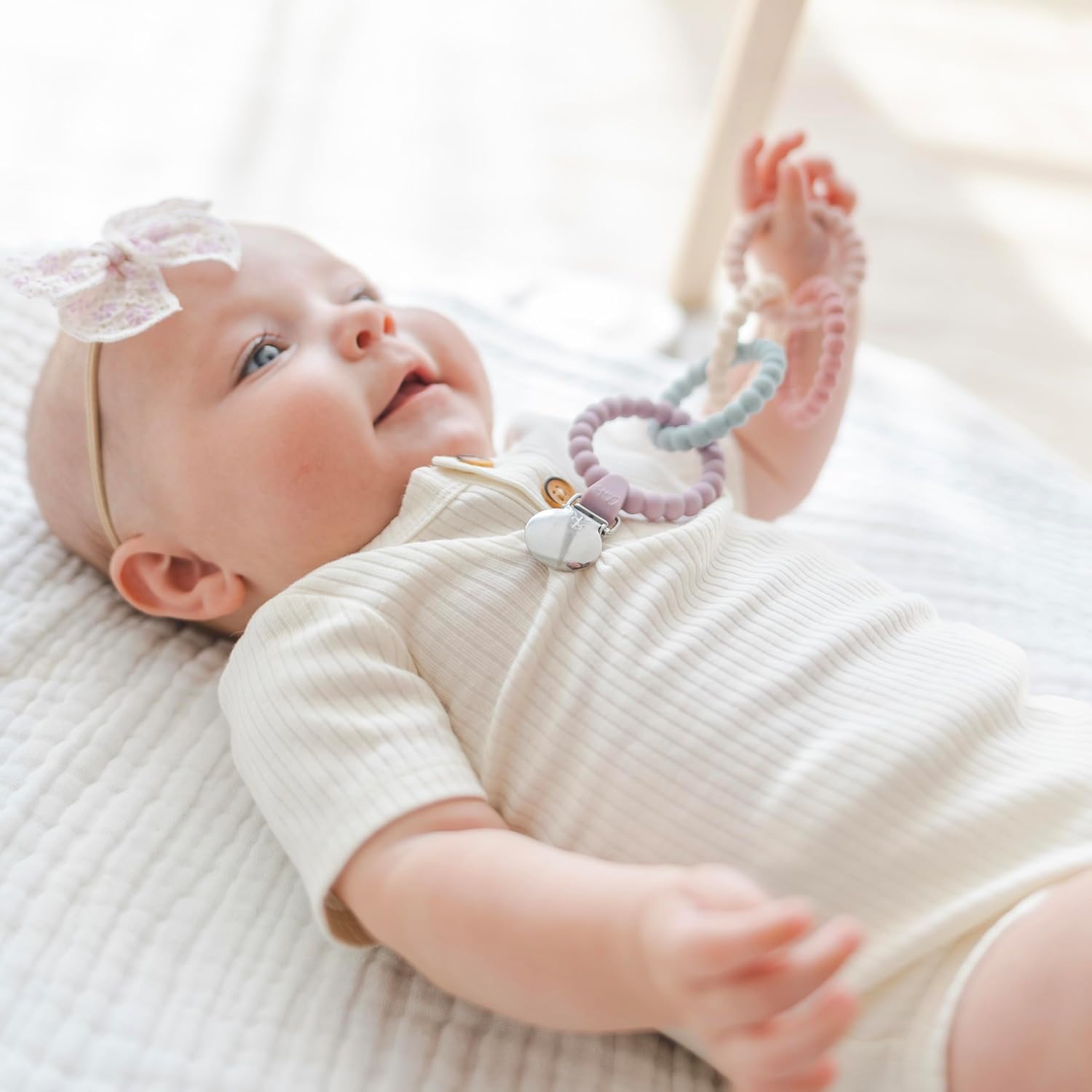Ryan & Rose Cutie Clinks – Juguete masticable para bebés (flor)