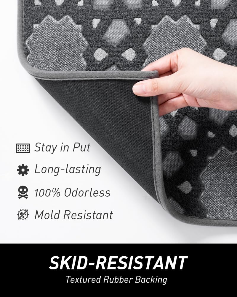 tchdio Tapete de baño antideslizante y lavable, estilo bohemio, de lujo, súper absorbente, tapete de baño para baño frente al fregadero o bañera,