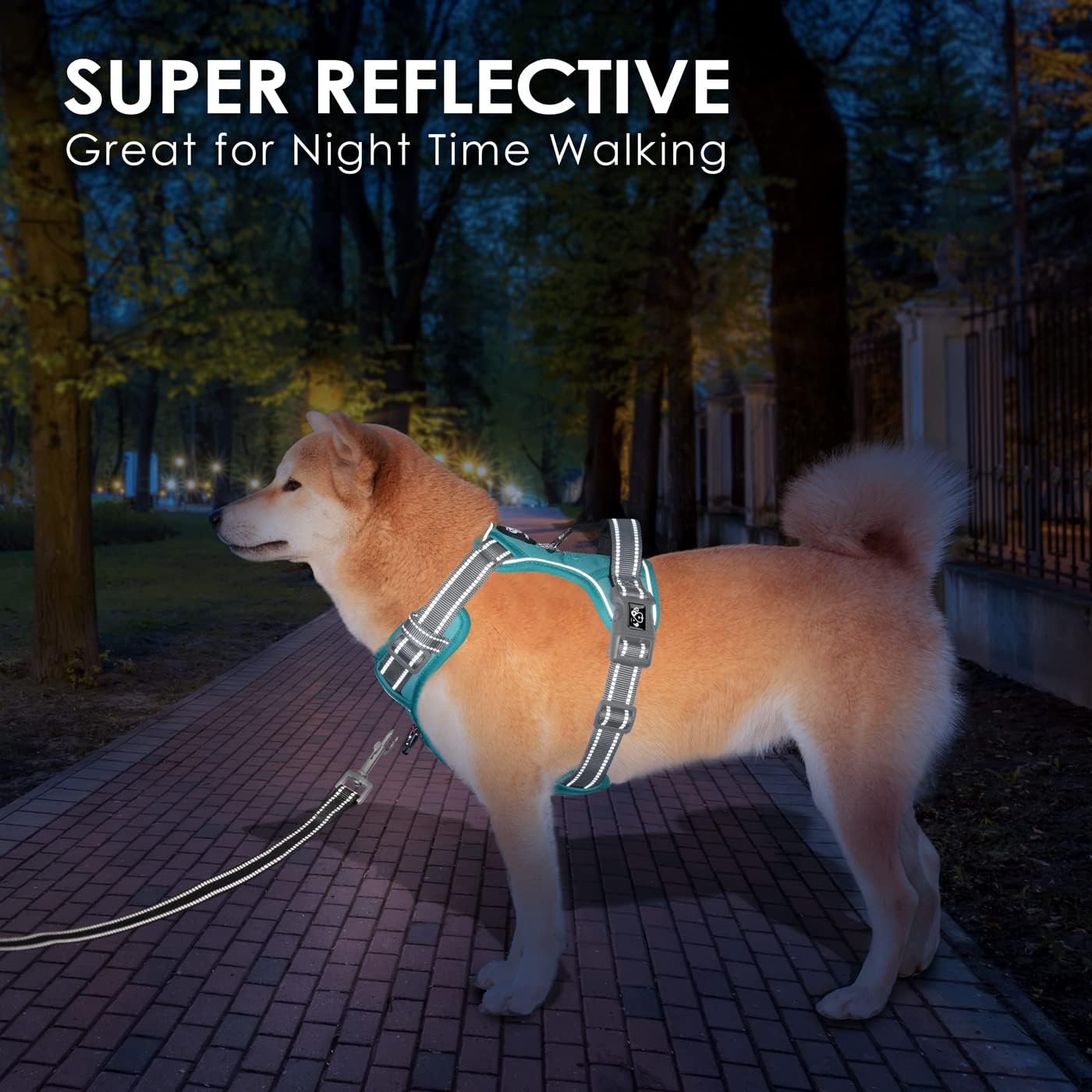 PHOEPET – Arnés para perro sin tirones, reflectante y ajustable, de colores, asa de entrenamiento, clips de metal, perros pequeños, medianos y