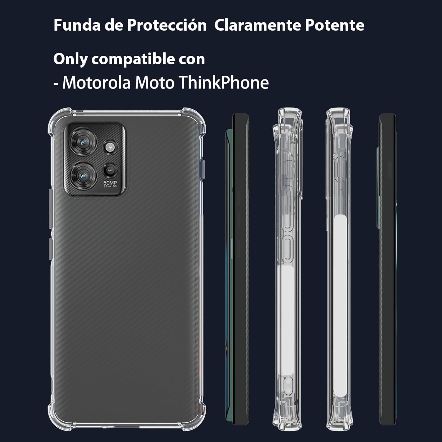 Funda para Motorola Moto ThinkPhone Clear TPU Cuatro Esquinas Cubierta Protectora Transparente Suave