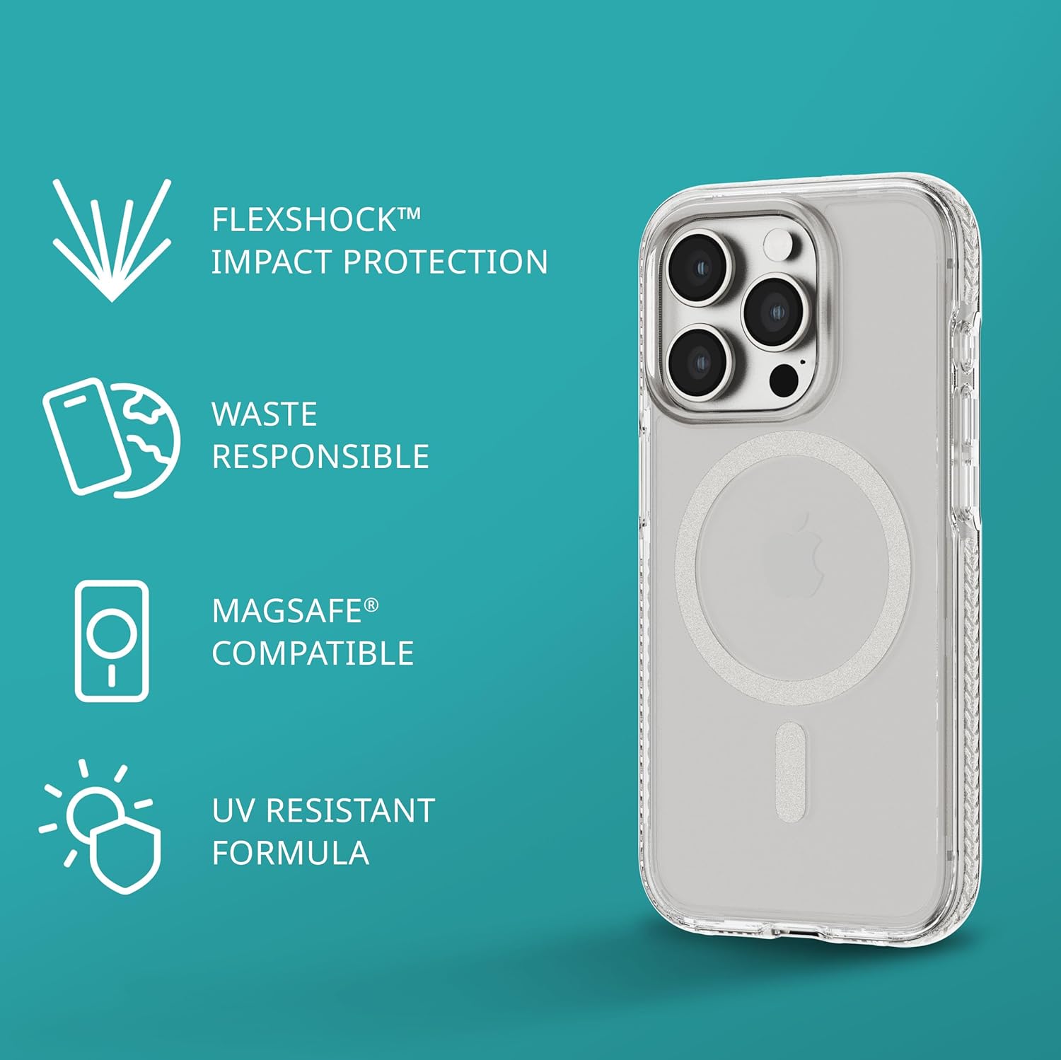 Tech21 Evo Crystal – Funda de protección contra impactos compatible con MagSafe para iPhone 15 Pro, color titanio blanco